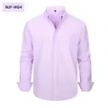 Light purple long sleeve men's Oxford casual shirt with chest pocket - S / Tops / Light Purple (NJF-HG4)
