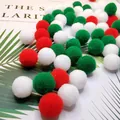 Soft Christmas color plush cat toy balls set in vibrant red, white, and green - Christmas Colors