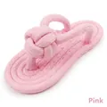 Durable pink braided cotton rope dog squeaky toy in slipper shape for aggressive chewers - Approx. 16x7cm / Pink Cotton Rope Slipper
