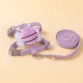 Harnais et laisse réglables en velours côtelé violet avec petite abeille en peluche - Violet (1,2m)