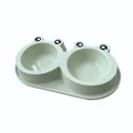 Frog-shaped double pet bowl in light green with non-slip base for cats and dogs - Small (Single Bowl Light Green) / S / Light Green