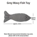 Giocattolo per gatti a forma di pesce grigio a strisce, lunghezza circa 22 cm, misure - Stile pesce a onde / Grigio