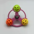 Interaktives Papageien-Windrad-Spielzeug mit drei bunten Glockenbällen für Vogelkäfige - Kreis Drei Glocken / Rosa