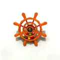 Macro detail of a colorful parrot rudder toy featuring rotating beads for bird cages. - Round Head Orange (Colorful Beads)