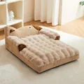 Cozy plush winter dog bed with corgi shape design and thickened warm mat for pets - Plush Style / S:50x36x15cm / Warm Coffee