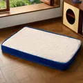 Comfortabele waterdichte blauw en beige gewatteerde orthopedische huisdiermat voor honden en katten - S (50*40cm) / Blauw Wit Minimalistisch (Waterdichte Hoes)
