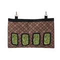 Large brown patterned hay feeder bag with 4 holes for rabbits, guinea pigs and small pets - Retro Brown Pattern L Size / 4 Holes