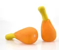 Durable rubber squeaky pet dog toy featuring a realistic chicken drumstick shape design - Squeaky Chicken Drumstick / Orange Yellow