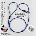 Detail of heavy duty dog P-leash with PVC coated steel wire core. - Transparent PVC Handle P-Rope (Single Buckle) / Thickness 5mm * Length 70cm / Lake Blue
