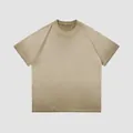 Vintage oversized washed cotton T-shirt featuring a subtle khaki gradient fade effect - S / Tops / Gradient Khaki