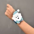 Christmas slap bracelet with plush bear wearing blue knit hat - Non-glowing Bear (T1-28) / Sequin