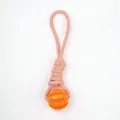 Durable orange dog chew rope toy with rubber molar cleaning ball for pets, 25cm length - Total Length 25cm * Ball Diameter 5cm / Orange