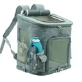 Breathable gray Oxford cloth pet carrier backpack for cats and dogs - L / Regular Fit / Light Gray