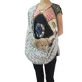 Breathable pet sling carrier for small dogs and cats with grey zigzag pattern fabric - Mesh Pocket Style / 75*50cm / Wave Gray