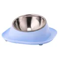Bol anti-fuite bleu clair pour animaux avec insert en acier inoxydable pour chats et chiens - Bol en Acier Inoxydable / 22.5*22.5*8.8 / Bleu clair