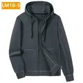 Premium charcoal grey men's zip-up polar fleece hooded sweatshirt with loose fit design - 3XL / Tops / Gray