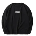 Premium men's casual black crewneck sweatshirt featuring a stylish LHYT chest logo print - M / Tops / Black