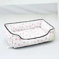 Comfortabel huisdierbed met bloemmotief voor kleine en middelgrote honden in wit - Nr. 1 50*35cm (Voor Binnen 3kg) / Roze Bloemen