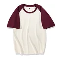 Premium unisex 230g cotton raglan short sleeve t-shirt in off-white and burgundy wine - Beige/Wine Red