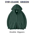 Donkergroene oversized zware hoodie met dubbele ritsen - S / Tops / Donkergroen