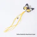 Cabezal de repuesto para juguete de gato mariposa amarilla con cintas de seda y cascabel - Amarillo Mariposa