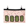 Pink cherry pattern hay feeder bag with four holes for rabbits and guinea pigs - Pink Cherry L Size / 4 Holes