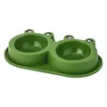 Durable green frog-shaped double pet bowl with anti-leak rim for small cats and dogs - Small (Single Bowl Deep Green) / S / Dark Green
