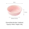 Bol pour animaux en céramique rose moyen, capacité 400 ml, diamètre supérieur 15 cm - Bol Incurvé Moyen / Rose