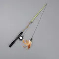 Extendable fishing rod cat teaser wand with natural feather attachment for indoor play - Feather Set