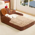 Plush cartoon dog-shaped pet bed with soft brown faux fur, ideal for small dogs sleeping. - XXL:107x75x39cm / Warm Coffee Apple Bed
