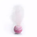 Interactive cat plush ball toy with soft white feather in pink and white marble pattern - Pink Starry Ball