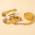 Harnais et laisse pour chien en velours côtelé jaune avec motif d'abeille pour petits animaux - Jaune (1,2m)