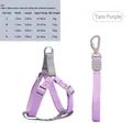 Adjustable purple pet harness and leash set with size chart for small to large dogs - Purple