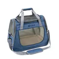 Professional portable blue pet carrier bag with mesh windows and padded shoulder strap - Handheld Pet Carrier Bag (QS-008) / Denim Blue
