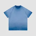 American vintage gradient washed cotton T-shirt in blue with a stylish distressed look - S / Tops / Gradient Sapphire Blue