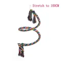 Colorful 100cm braided cotton rope spiral bird climbing toy with metal bell and hanging hook - Diameter 1.8cm Straightened 1m