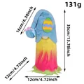Kleurrijk pluche Pasen kabouter ornament met regenboog baard en afmetingen in cm - D2-8 Ornament Blauwe Hoed Regenboogbaard
