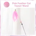 Bacchetta piumata rosa per gatti con campanellino e lungo manico argento brillante - Stile Piuma / Rosa