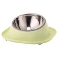 Gamelle pour animaux en inox incliné avec socle vert anti-fuite - Bol en Acier Inoxydable / 22.5*22.5*8.8 / Vert clair