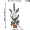 Mini Christmas tree desktop ornament with cotton and plaid bow, 25cm height size chart - Cotton Style (L1-3)