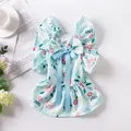 Light blue floral pet dress featuring a large bow and breathable fabric for summer dogs - XS / Blue Floral Style / Blue