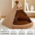 Cozy brown teddy bear themed pet tent bed for cats and small dogs - Little Bear Christmas Tent [Skin-friendly & Soft, Double-sided] / L: 60*60cm (Recommended for dogs under 7.5kg / cats under 10kg)