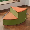 2-step pet foam stairs in green and orange corduroy, 45cm radius and 29cm height - 2 Steps (Fan-shaped) / Diameter 45CM Height 29CM / Olive Green Orange