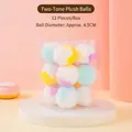 Paquete de 12 pelotas de juguete de peluche de 4,5 cm para gatos en una caja de plástico - Bola de Peluche Colorida / 12 Piezas (4.5cm) / Dos colores