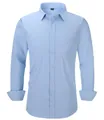 Klassisches hellblaues langärmeliges Herrenhemd mit Knopfleiste in eleganter Uni-Optik - 38 / Oberteile / Blau Glatt