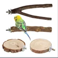 Set di posatoi in legno naturale per uccelli con ramo a Y, bastone dritto e basi rotonde - Set da 4 Pezzi Stile 3 (20cm)