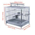 Jaula portátil de acero inoxidable para loros con dimensiones detalladas mostradas - Material 304 (W-Grande) / Small Square Cage