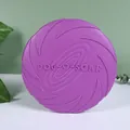 Close-up of a durable purple silicone dog flying disc with DOG-O-SOAR embossed logo - Purple