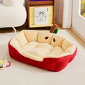 Cuccia accogliente per animali a forma di mela con morbida fodera - Rosso Con Coperta