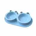 Blue frog-shaped double pet feeding bowl for cats and dogs with non-slip base - Small (Single Bowl Light Blue) / S / Light Blue